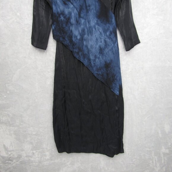 Coco & Juan Lagenlook Black Blue Abstract Asymmetric Maxi Dress 0 Stretchy - Picture 3 of 13